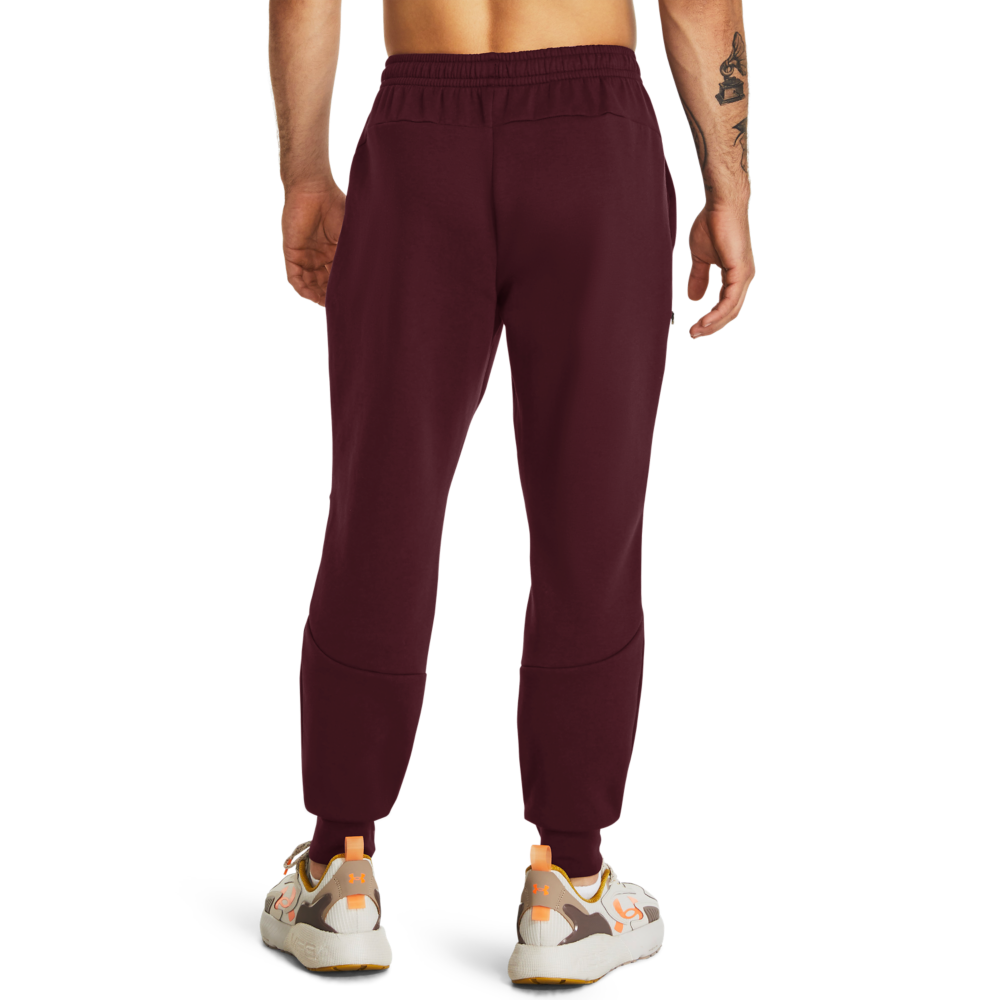 Under Armour Men's Unstoppable Fleece Joggers - Black/Red - MAROON/BLACK Thumbnail View 2