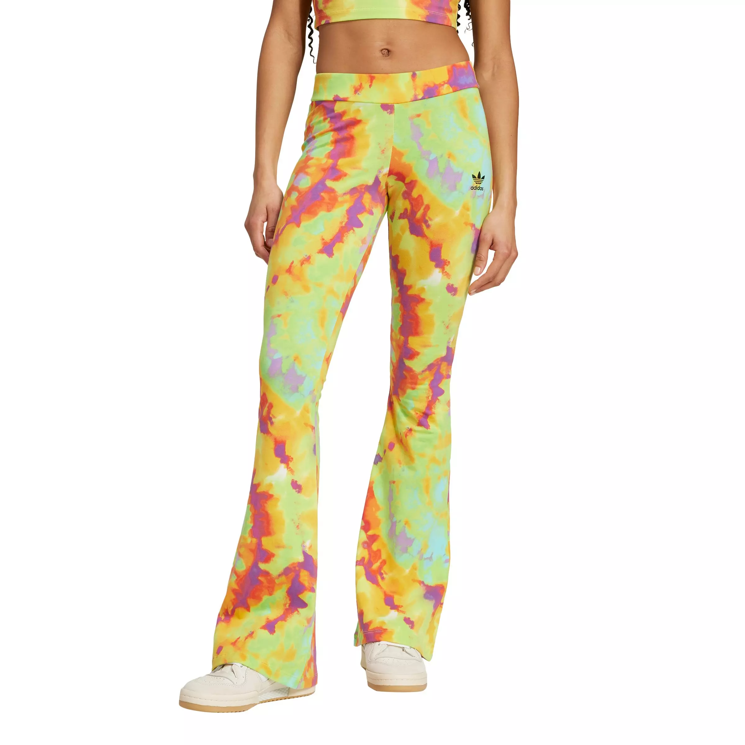 adidas Originals Women's Tie-Dyed Flared Pants-Yellow - YELLOW