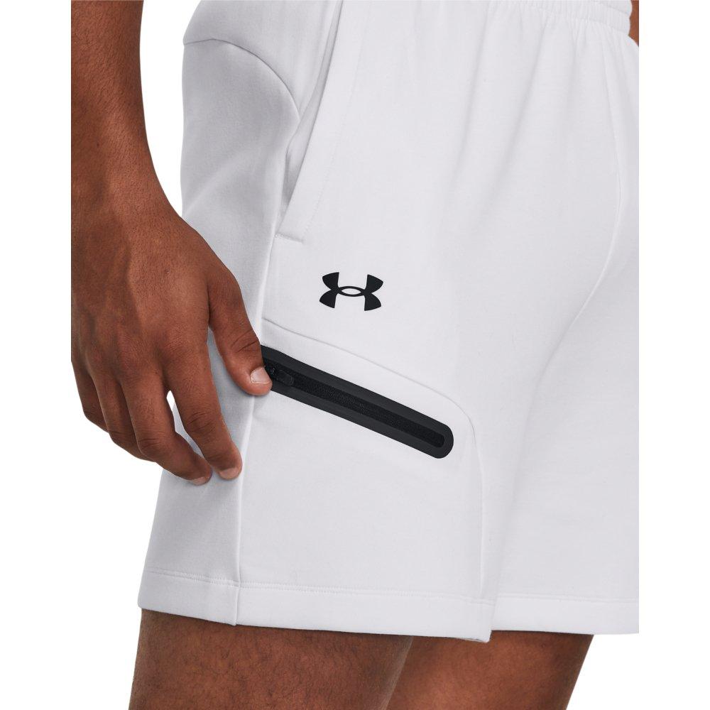 Under Armour Men's Unstoppable Fleece Shorts - WHITE/BLACK Thumbnail View 4