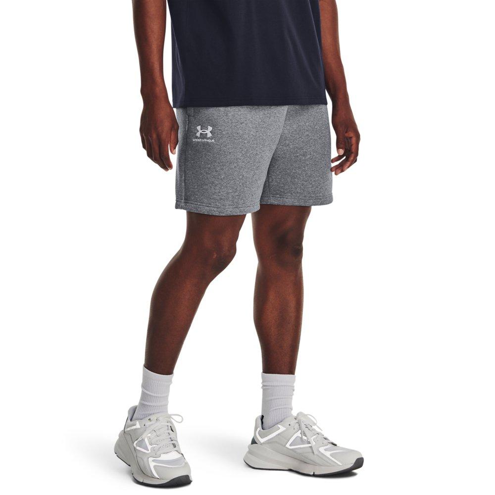Under Armour Men's Essential Fleece Shorts - GREY/WHITE Thumbnail View 1
