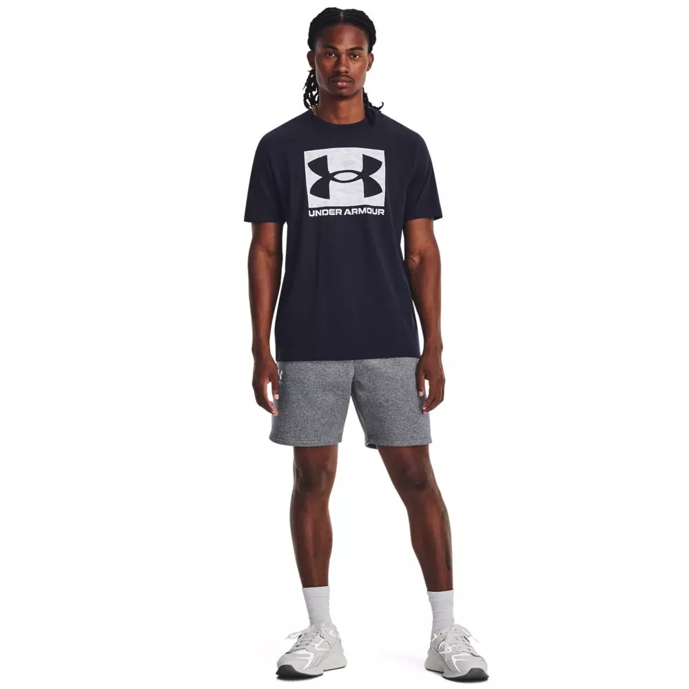 Under Armour Men's Essential Fleece Shorts - GREY/WHITE