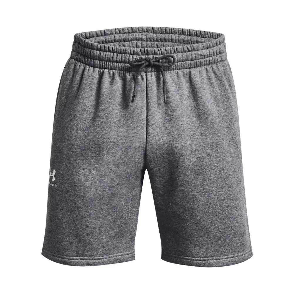 Under Armour Men's Essential Fleece Shorts - GREY/WHITE