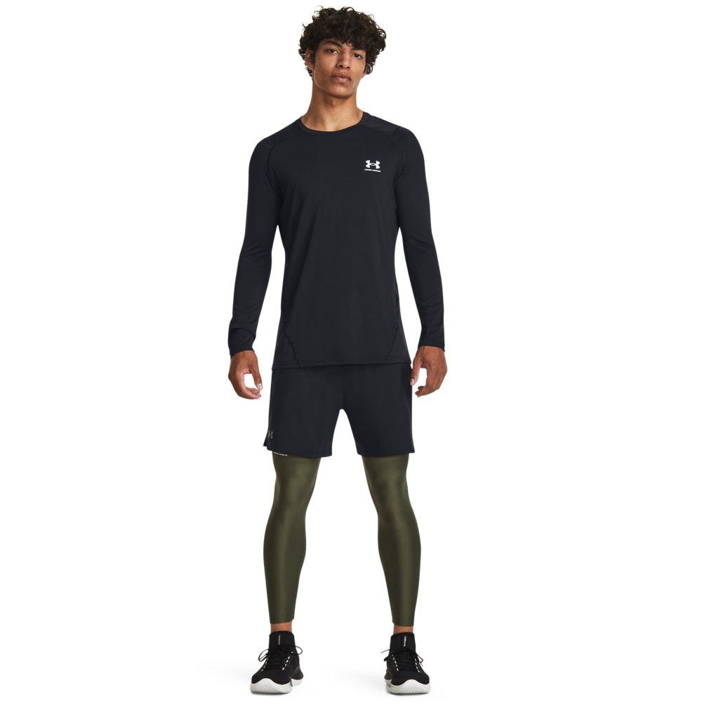 Under Armour Men's HeatGear Leggings - GREEN/WHITE Thumbnail View 4