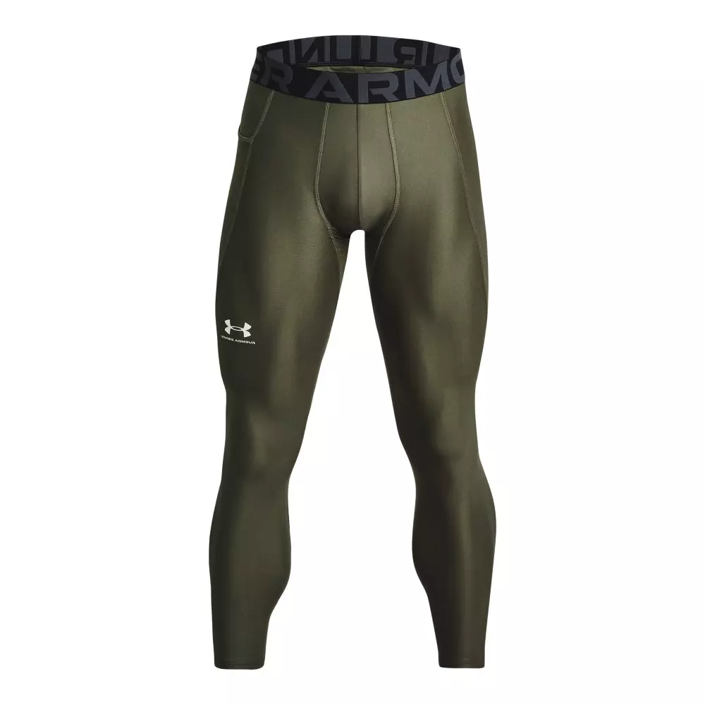 Under Armour Men's HeatGear Leggings - GREEN/WHITE
