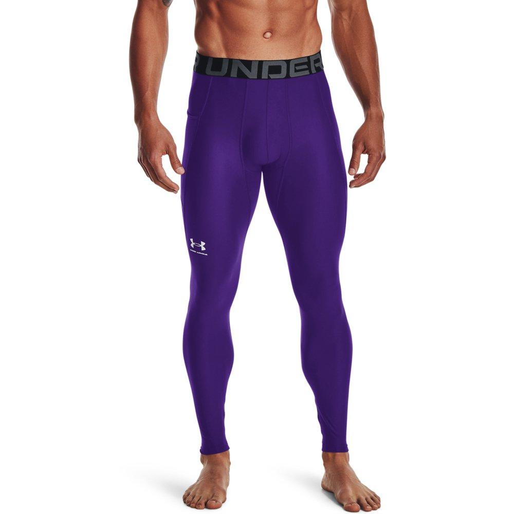 Under Armour Men's HeatGear Leggings - PURPLE/WHITE Thumbnail View 1