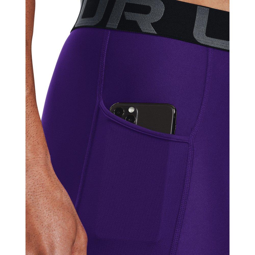 Under Armour Men's HeatGear Leggings - PURPLE/WHITE Thumbnail View 3