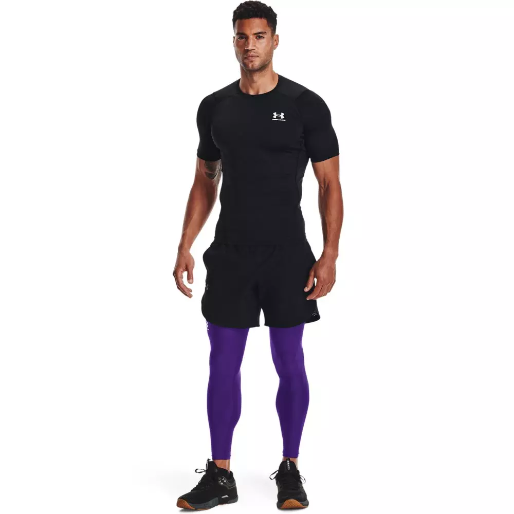 Under Armour Men's HeatGear Leggings - PURPLE/WHITE