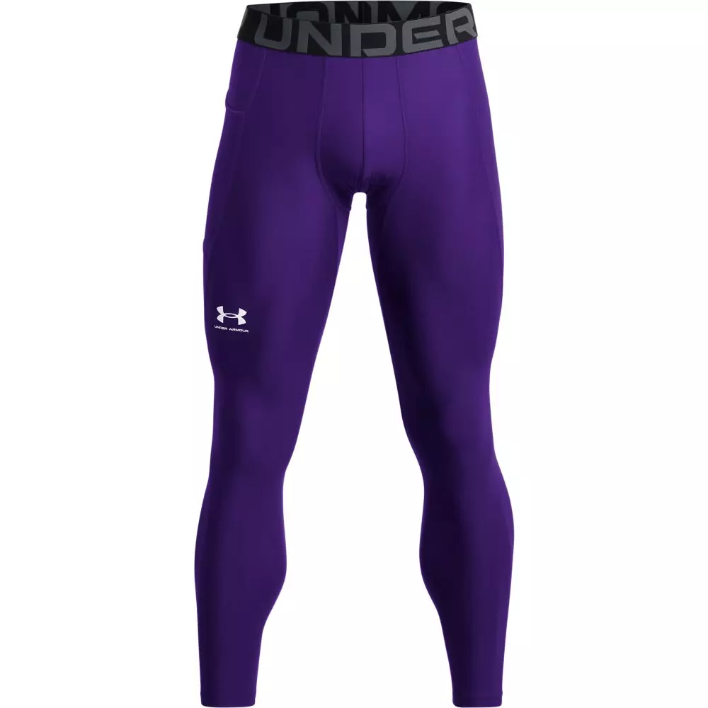 Under Armour Men's HeatGear Leggings - PURPLE/WHITE