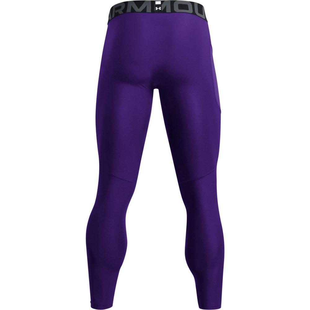 Under Armour Men's HeatGear Leggings - PURPLE/WHITE Thumbnail View 6