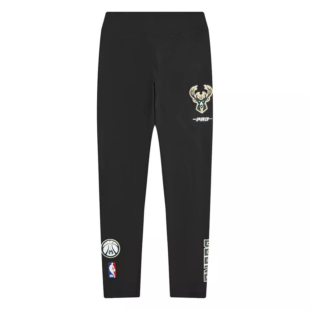 Pro Standard Big Girls' NBA Milwaukee Bucks Classic​ Leggings - Black - BLACK