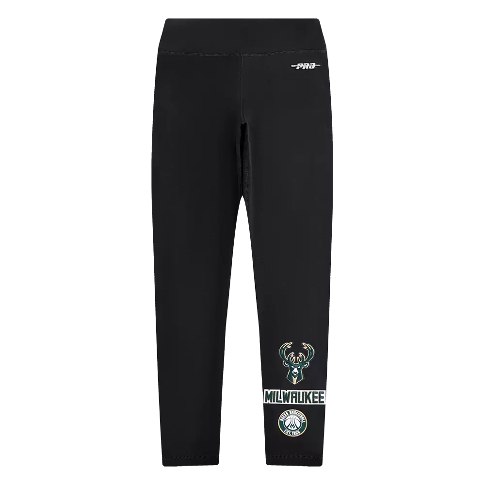Pro Standard Big Girls' NBA Milwaukee Bucks Retro Classic Leggings - Black - BLACK