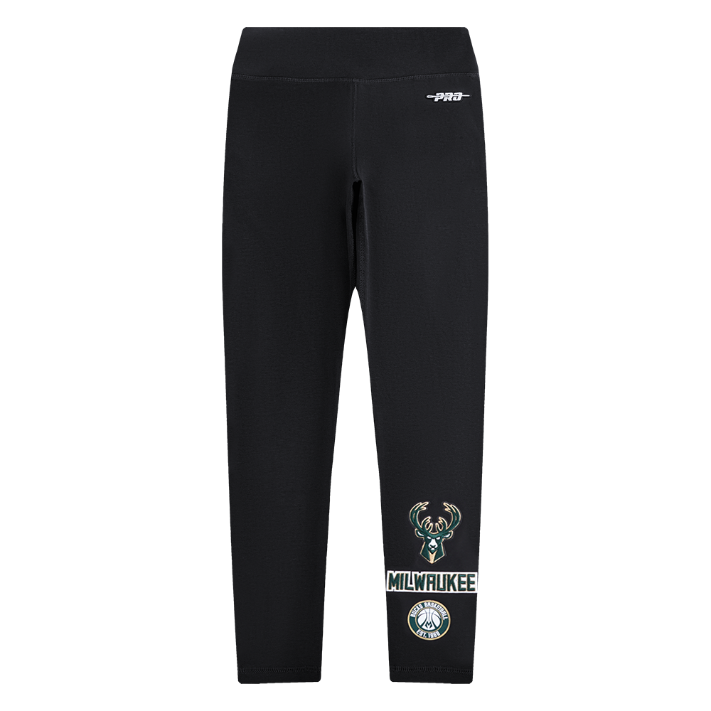 Pro Standard Big Girls' NBA Milwaukee Bucks Retro Classic Leggings -Black - BLACK Thumbnail View 2