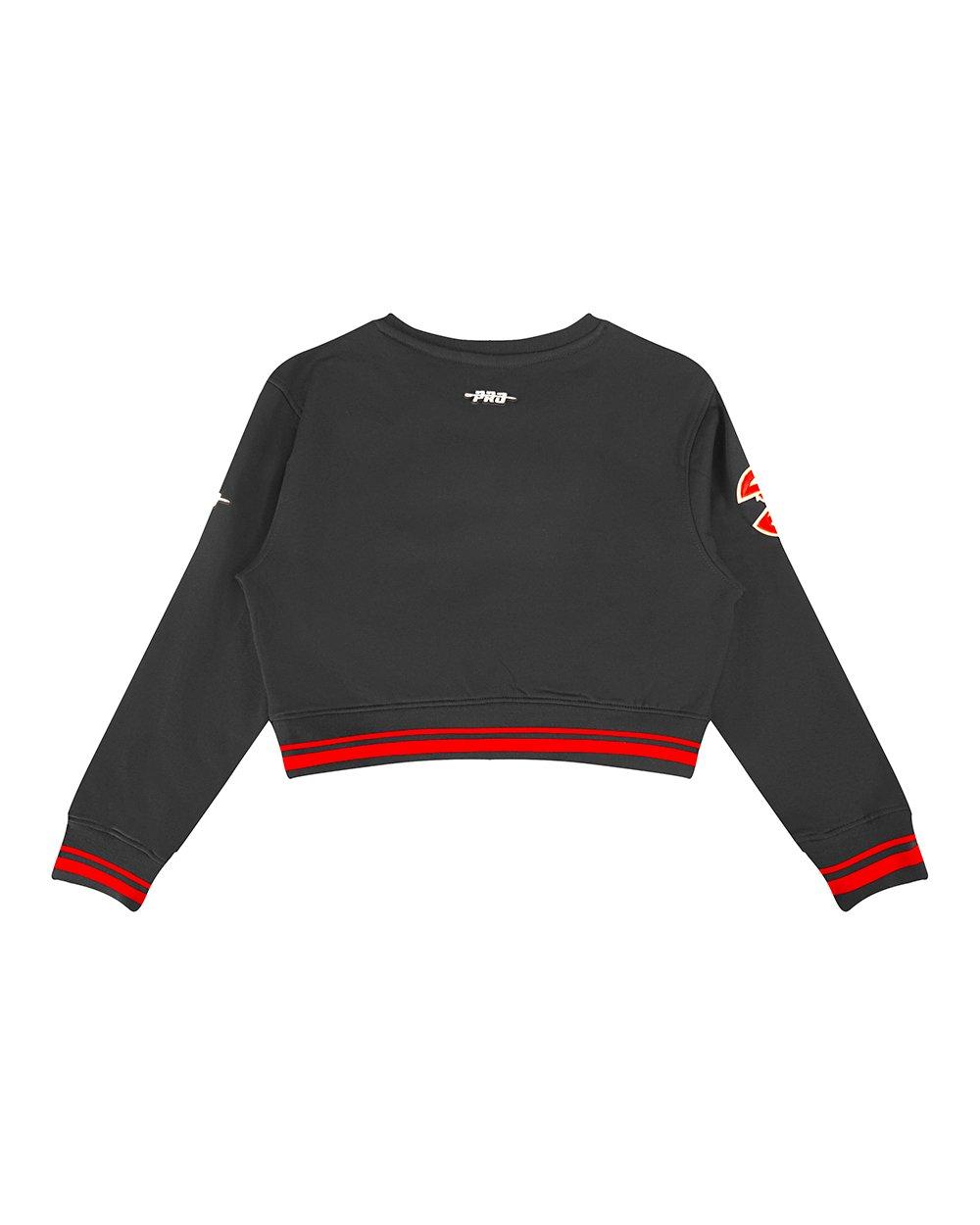 Pro Standard Big Girls' NBA Atlanta Hawks Retro Classic Rib Fleece Crewneck Sweatshirt - Black/Red - BLACK/RED Thumbnail View 2