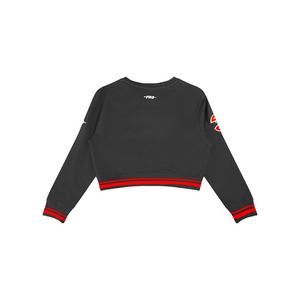 Pro Standard Big Girls' NBA Atlanta Hawks Retro Classic Rib Fleece Crewneck Sweatshirt -Black/Red