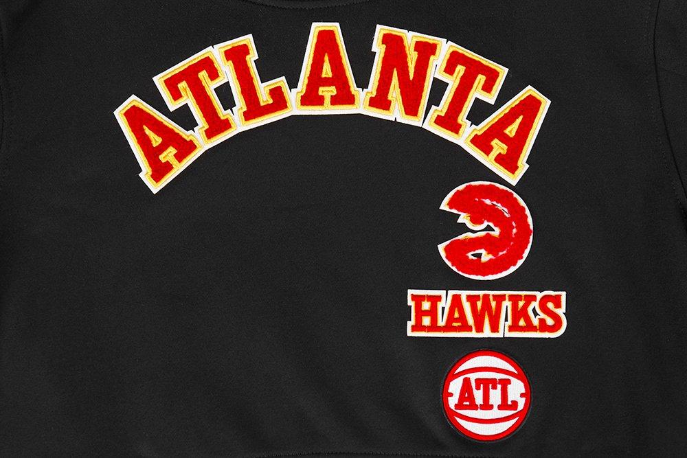 Pro Standard Big Girls' NBA Atlanta Hawks Retro Classic Rib Fleece Crewneck Sweatshirt - Black/Red - BLACK/RED Thumbnail View 3