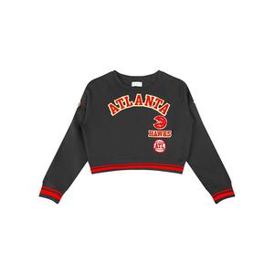 Pro Standard Big Girls' NBA Atlanta Hawks Retro Classic Rib Fleece Crewneck Sweatshirt -Black/Red