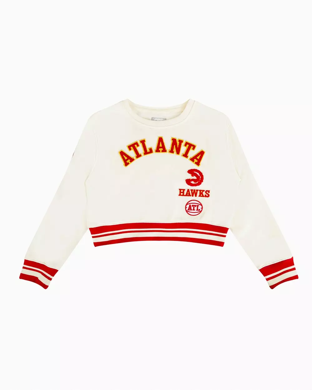 Pro Standard Big Girls' NBA Atlanta Hawks Retro Classic Rib Fleece Crewneck Sweatshirt - Cream/Red - CREAM/RED