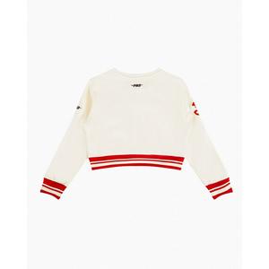 Pro Standard Big Girls' NBA Atlanta Hawks Retro Classic Rib Fleece Crewneck Sweatshirt -Cream/Red