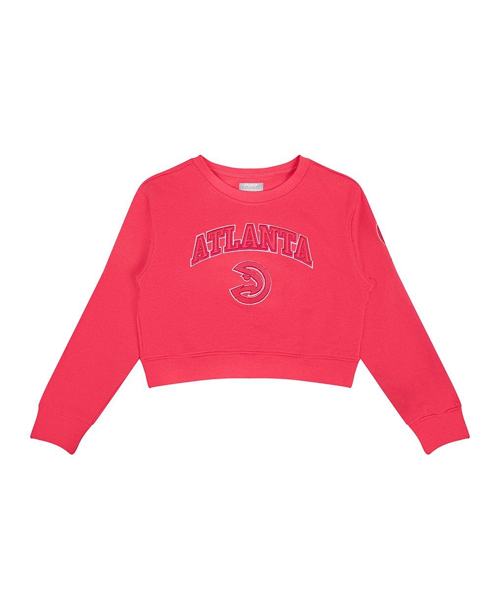 Pro Standard Big Girls' NBA Atlanta Hawks Triple Pink Fleece Crewneck Sweatshirt -Pink - PINK Thumbnail View 1