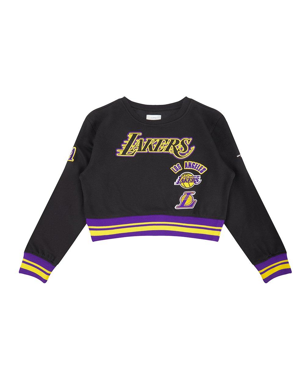 Pro Standard Big Girls' NBA Los Angeles Lakers Retro Classic Rib Fleece Crewneck - Black/Purple - BLACK/PURPLE Thumbnail View 1