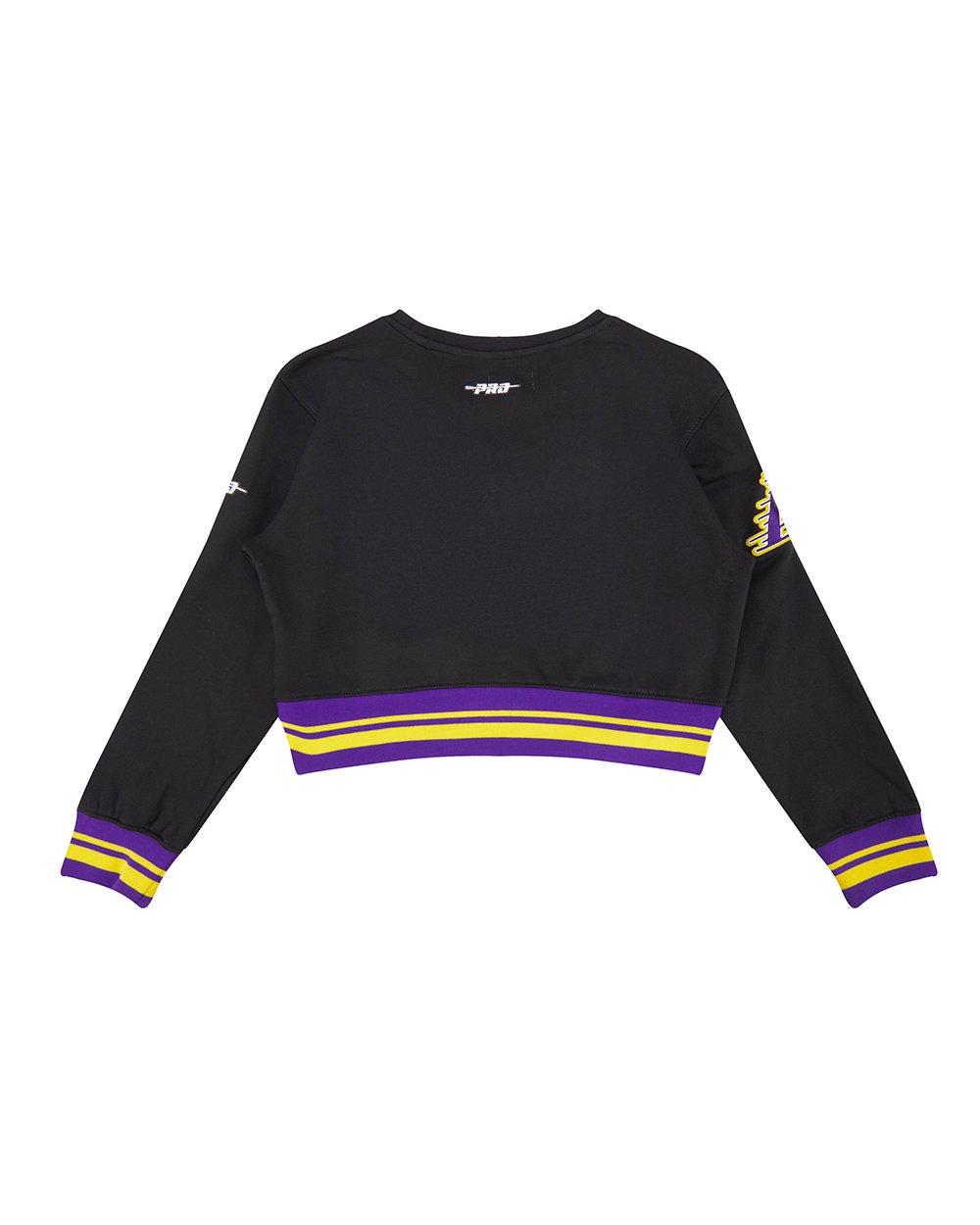 Pro Standard Big Girls' NBA Los Angeles Lakers Retro Classic Rib Fleece Crewneck -Black/Purple - BLACK/PURPLE Thumbnail View 2