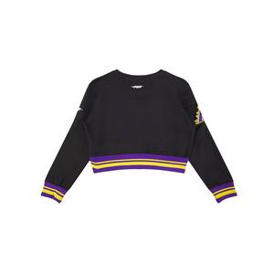 Pro Standard Big Girls' NBA Los Angeles Lakers Retro Classic Rib Fleece Crewneck -Black/Purple