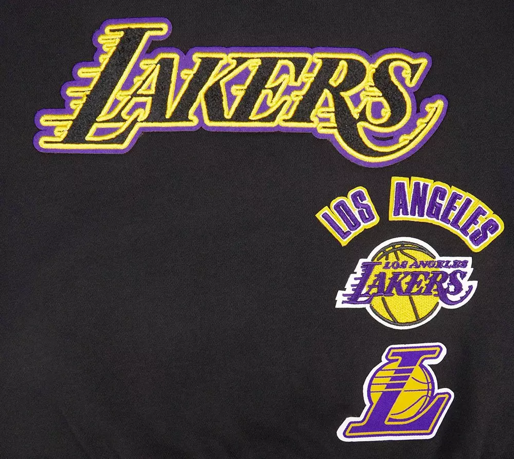 Pro Standard Big Girls' NBA Los Angeles Lakers Retro Classic Rib Fleece Crewneck - Black/Purple - BLACK/PURPLE