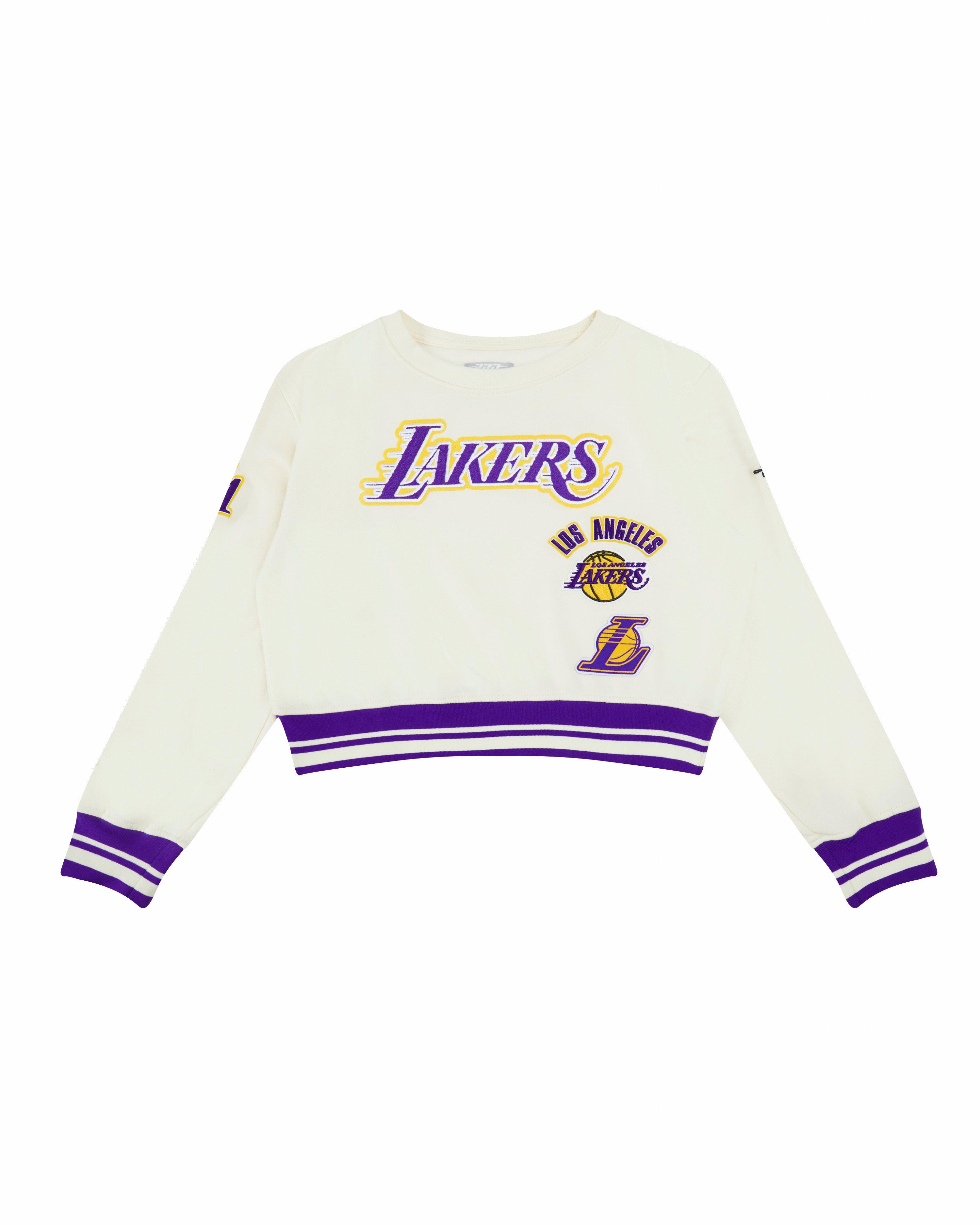Pro Standard Big Girls' NBA Los Angeles Lakers Retro Classic Rib Fleece Crewneck - White/Purple - WHITE/PURPLE Thumbnail View 1