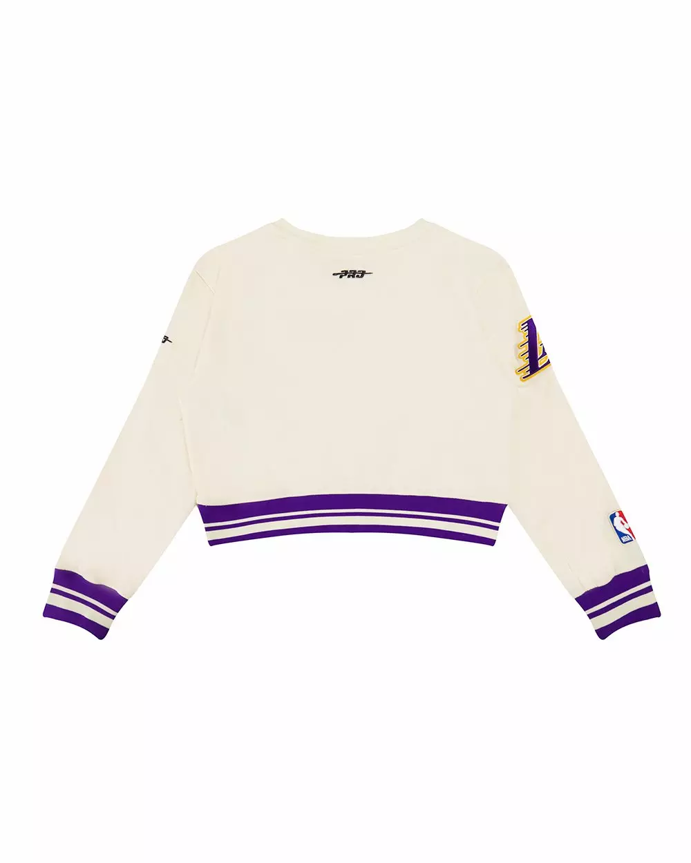 Pro Standard Big Girls' NBA Los Angeles Lakers Retro Classic Rib Fleece Crewneck -White/Purple - WHITE/PURPLE