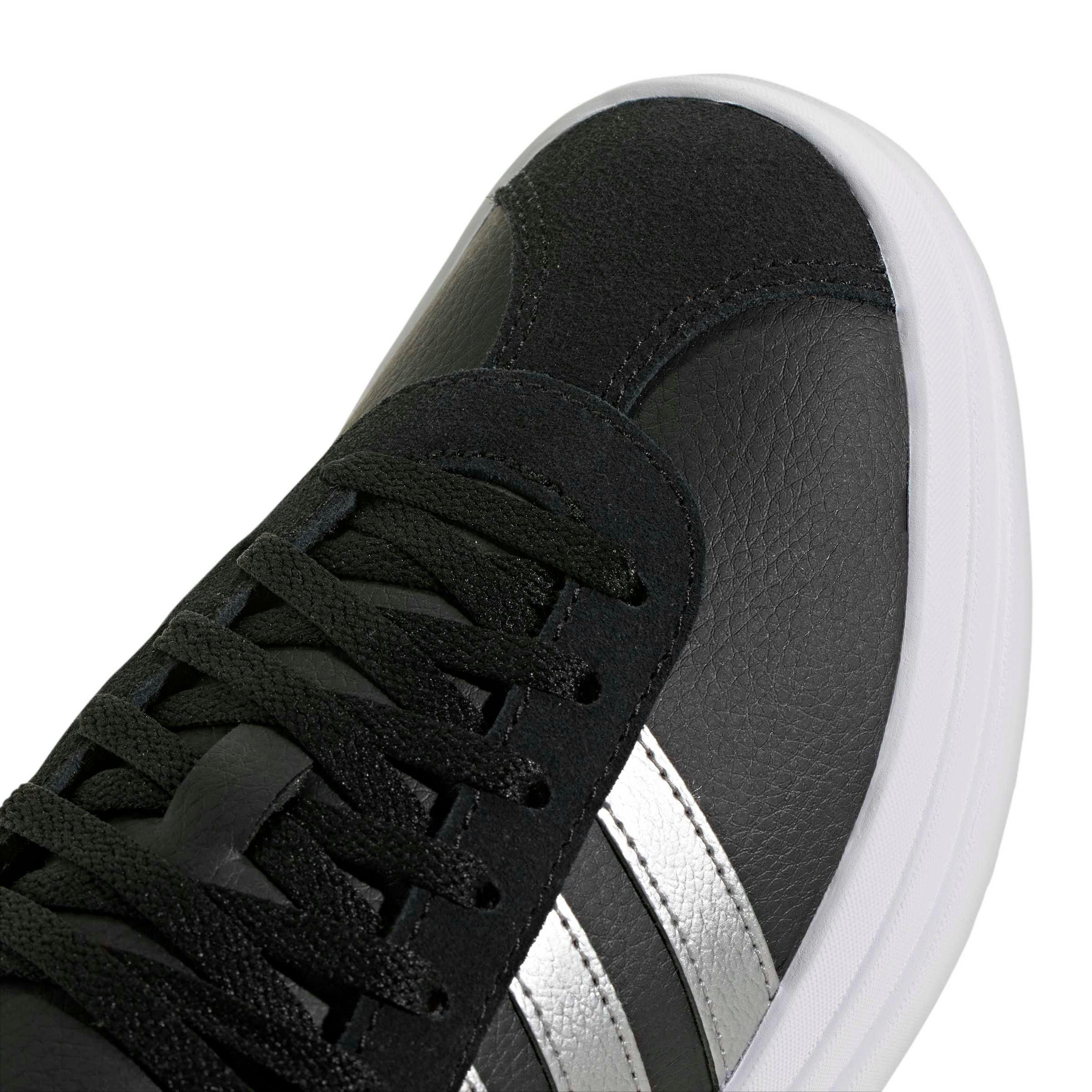 adidas VL Court Bold "Core Black/Silver Metallic/Ftwr White" Grade School Boys' Shoe - BLACK/SILVER/WHITE