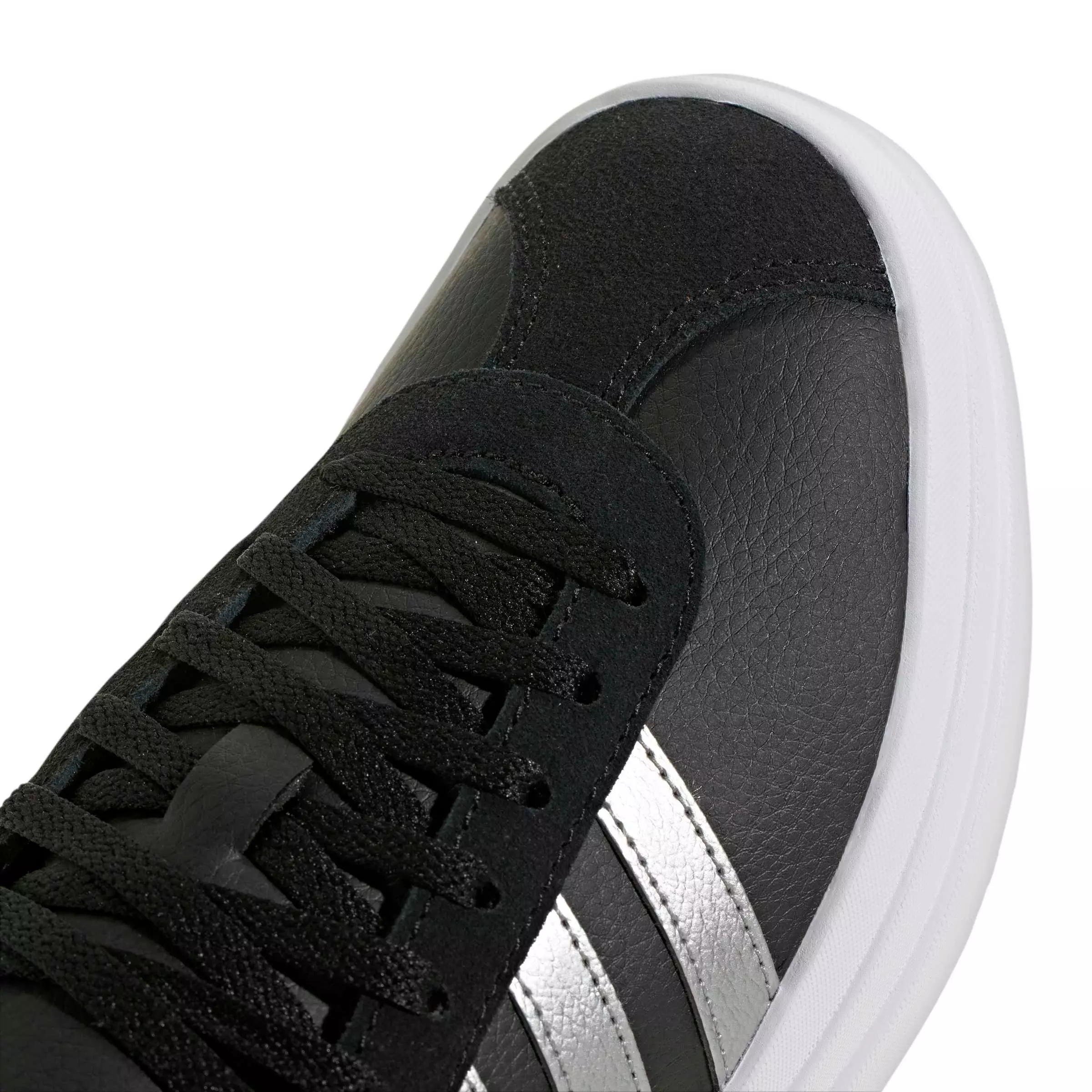 adidas VL Court Bold "Core Black/Silver Metallic/Ftwr White" Grade School Boys' Shoe - BLACK/SILVER/WHITE