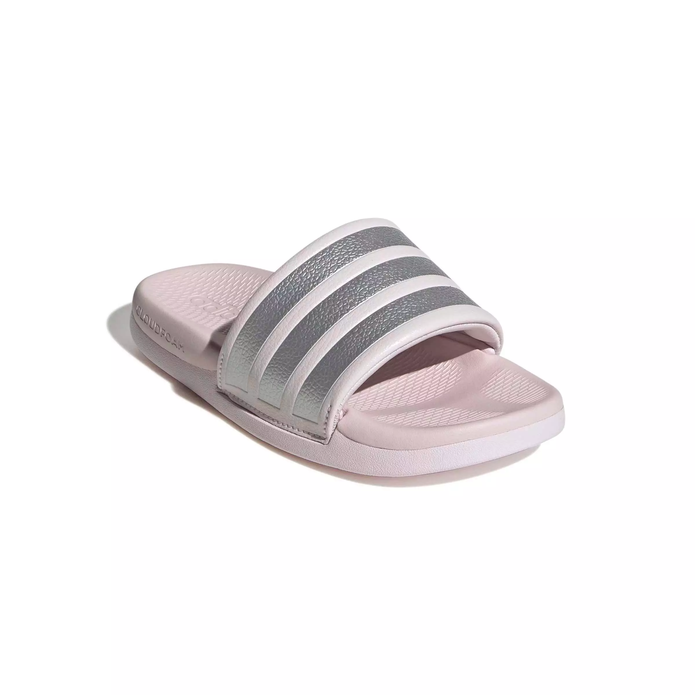adidas Adilette Comfort 2.0 "Almost Pink/Silver Metallic/Almost Pink" Preschool Girls' Slide - PINK/SILVER/PINK