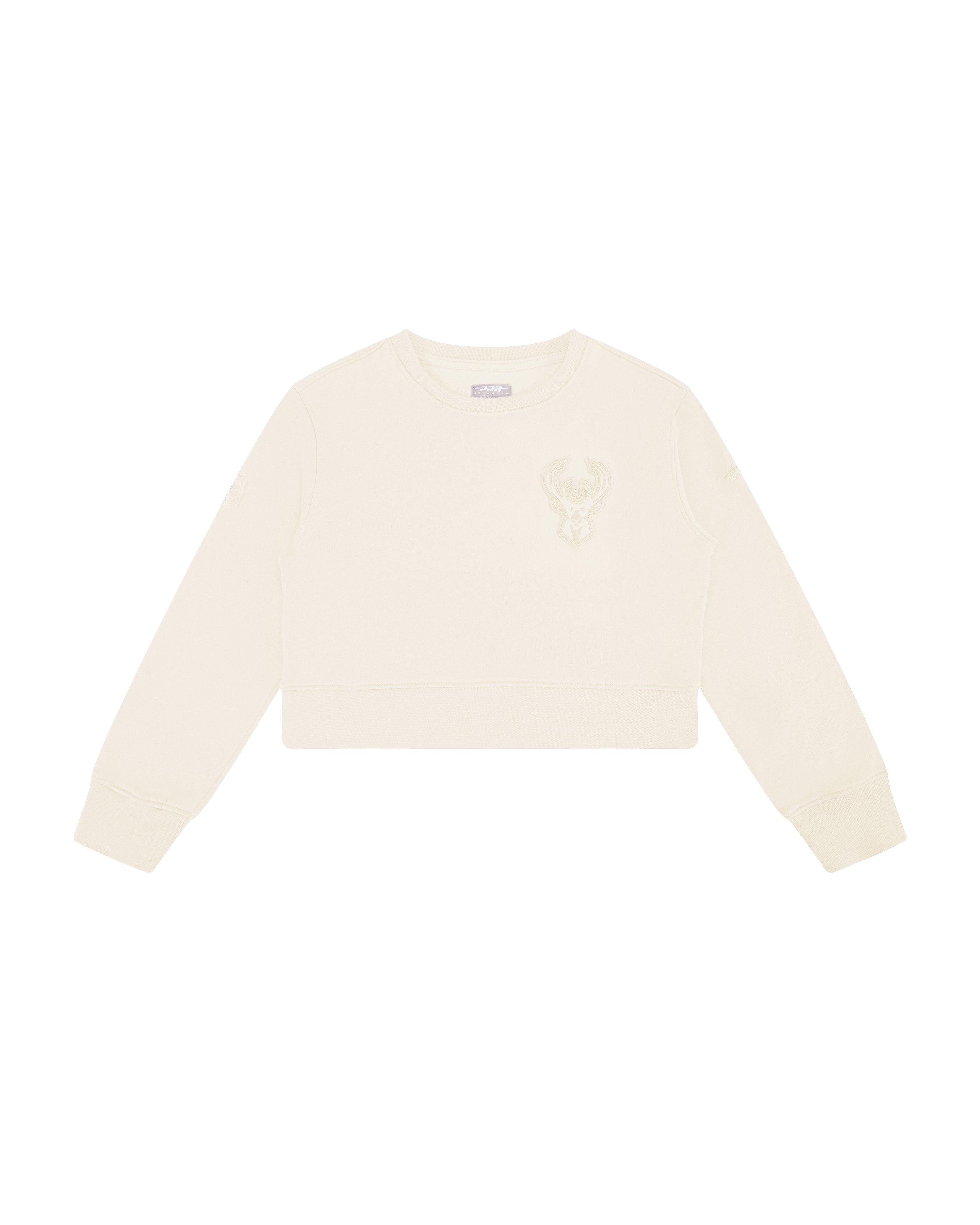 Pro Standard Big Girls' NBA Milwaukee Bucks Neutral Fleece Sweatshirt - Cream - CREAM Thumbnail View 1