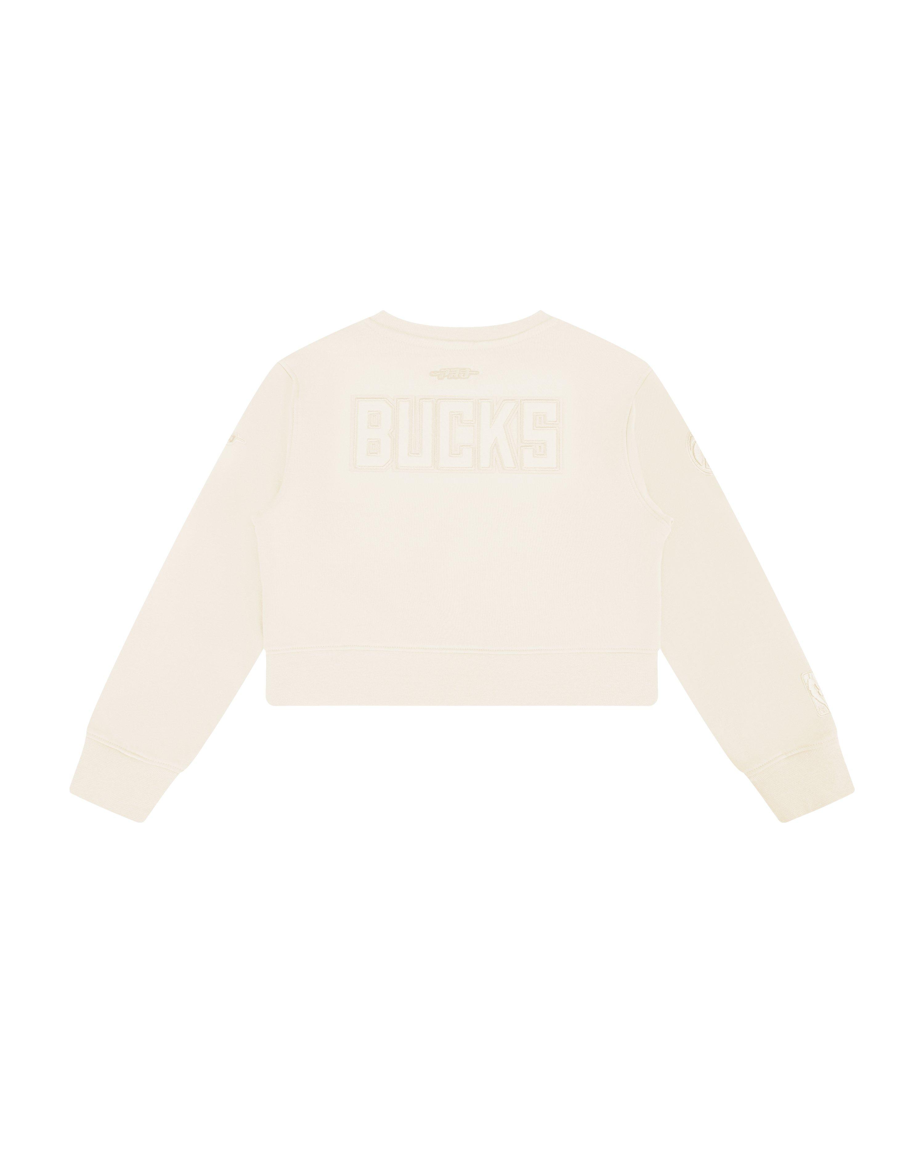 Pro Standard Big Girls' NBA Milwaukee Bucks Neutral Fleece Sweatshirt -Cream - CREAM Thumbnail View 2