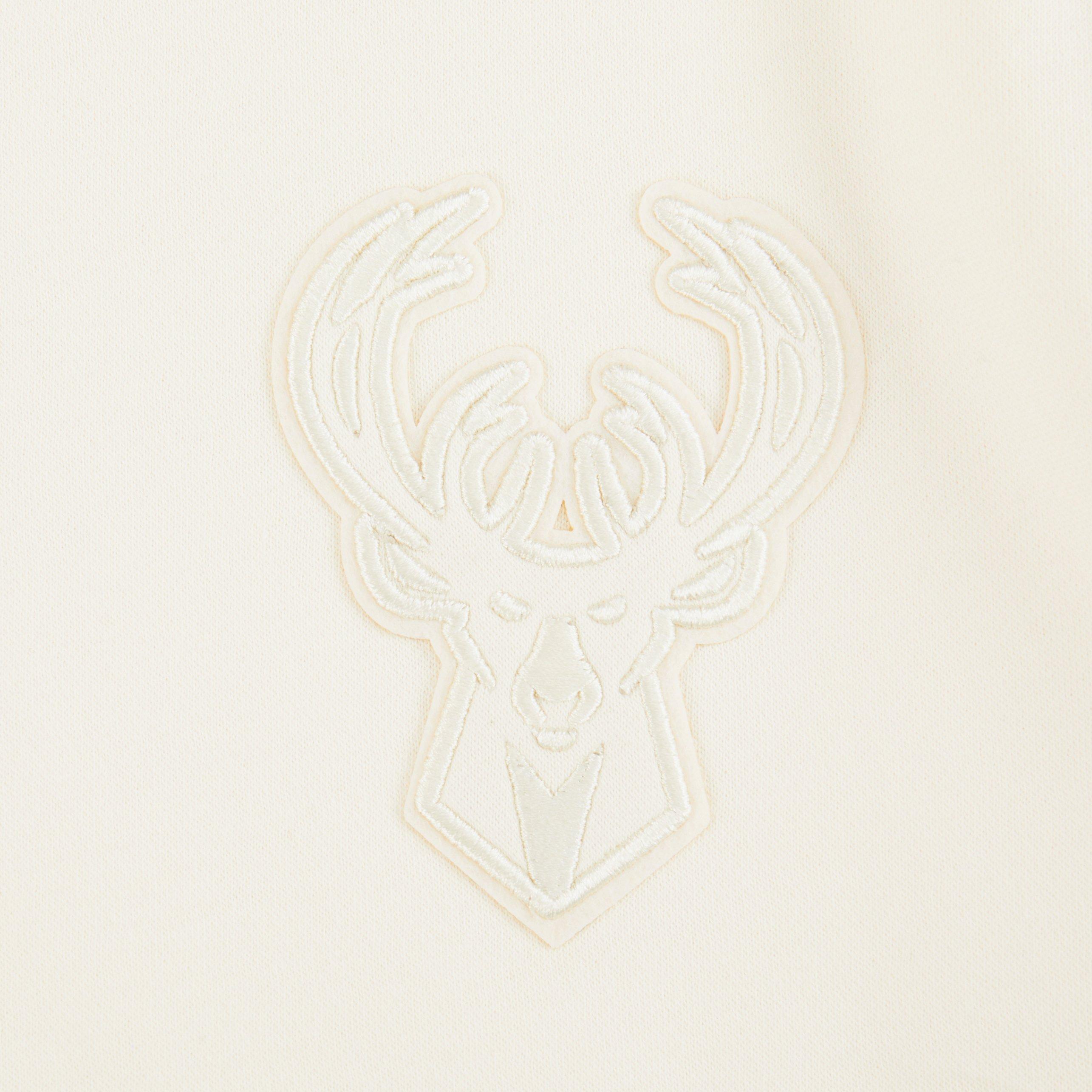 Pro Standard Big Girls' NBA Milwaukee Bucks Neutral Fleece Sweatshirt - Cream - CREAM Thumbnail View 3