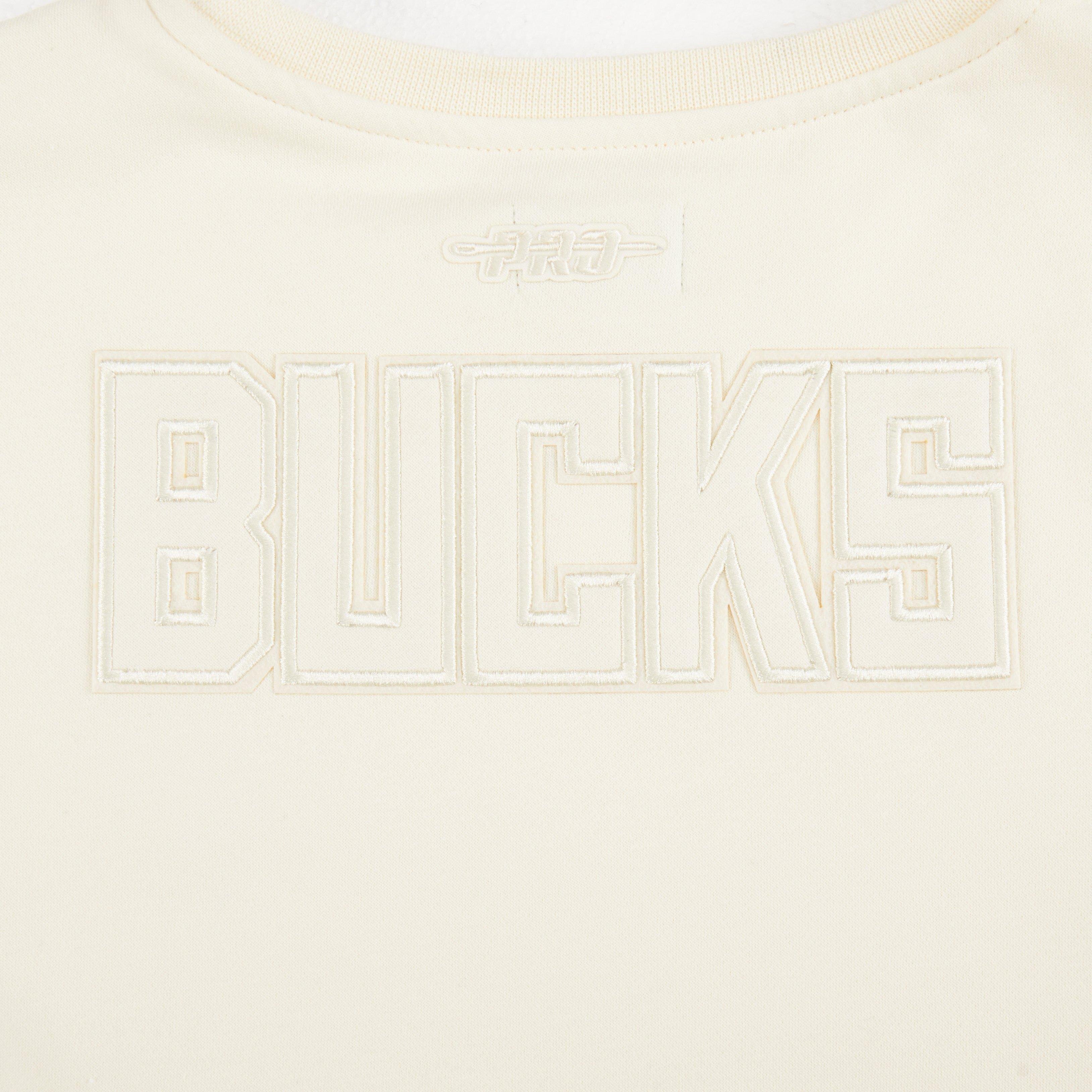 Pro Standard Big Girls' NBA Milwaukee Bucks Neutral Fleece Sweatshirt - Cream - CREAM Thumbnail View 5