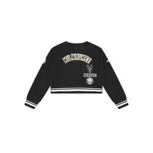 Pro Standard Big Girls' NBA Milwaukee Bucks Retro Classic Rib Fleece PO Sweatshirt -Black
