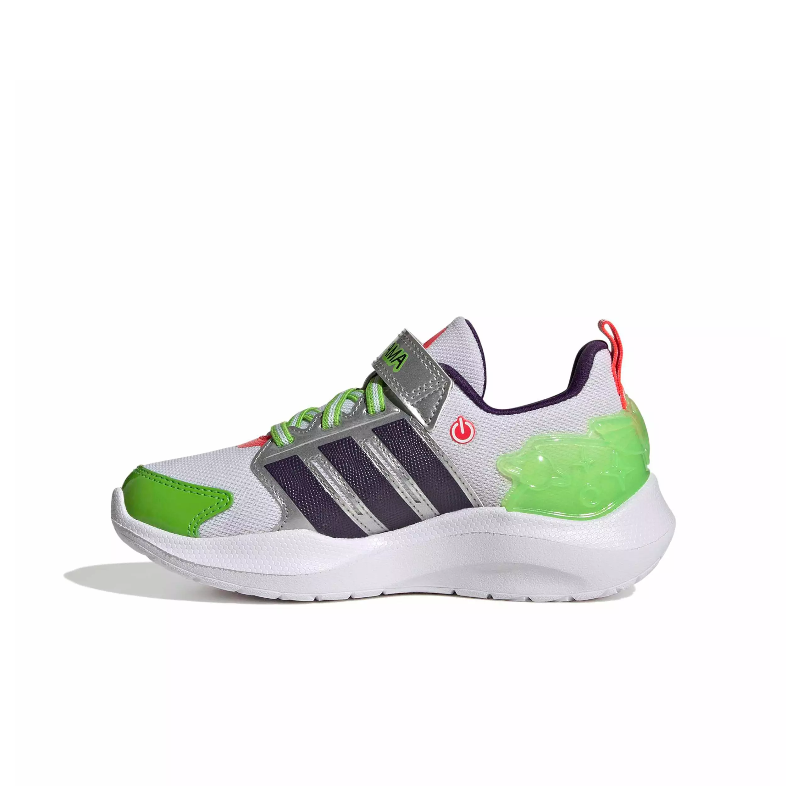 adidas Pixar Toy Story Lightorama Runner "Ftwr White/Violet/Lucid Red" Preschool Girls' Shoe - WHITE/VIOLET/RED