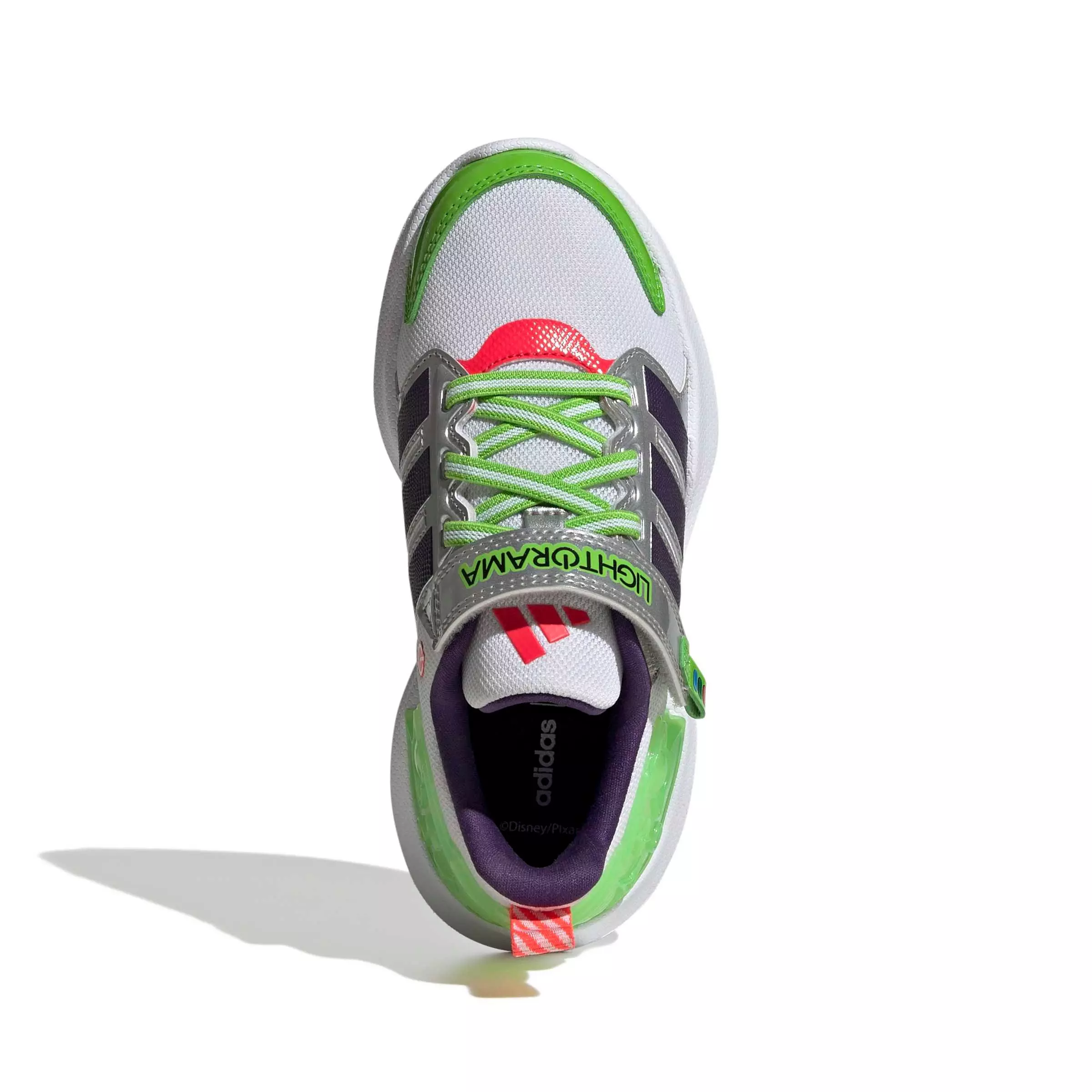 adidas Pixar Toy Story Lightorama Runner "Ftwr White/Violet/Lucid Red" Preschool Girls' Shoe - WHITE/VIOLET/RED