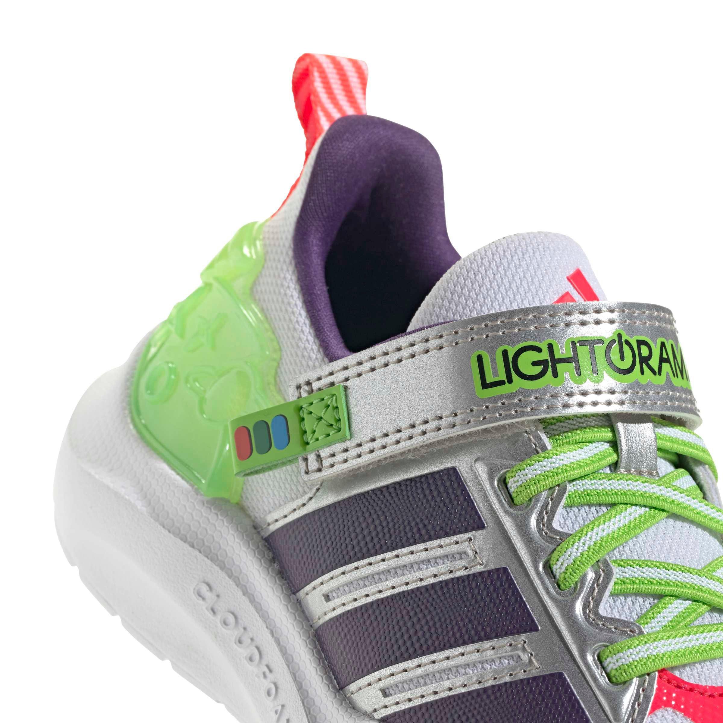 adidas Pixar Toy Story Lightorama Runner "Ftwr White/Violet/Lucid Red" Preschool Girls' Shoe - WHITE/VIOLET/RED