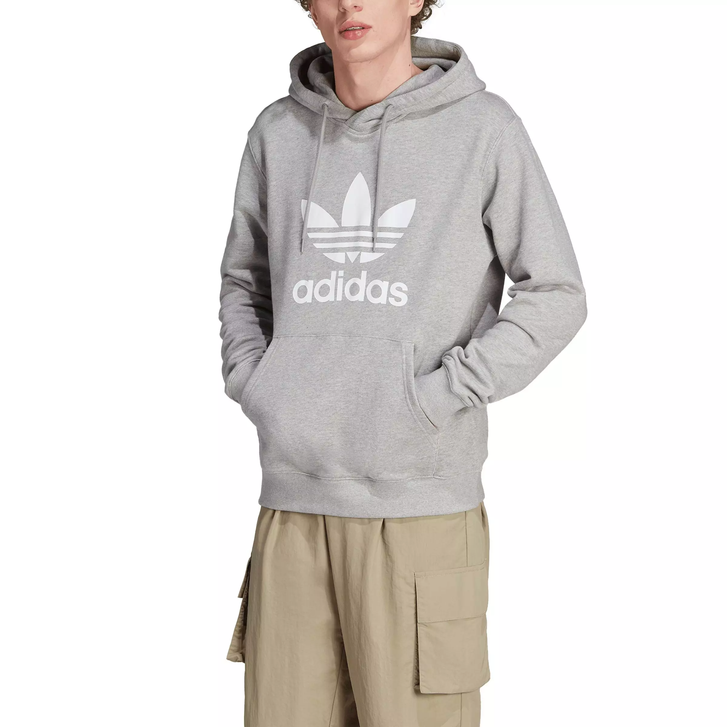 adidas Originals Men's Adicolor Classics Trefoil Heritage Hoodie-Grey - GREY