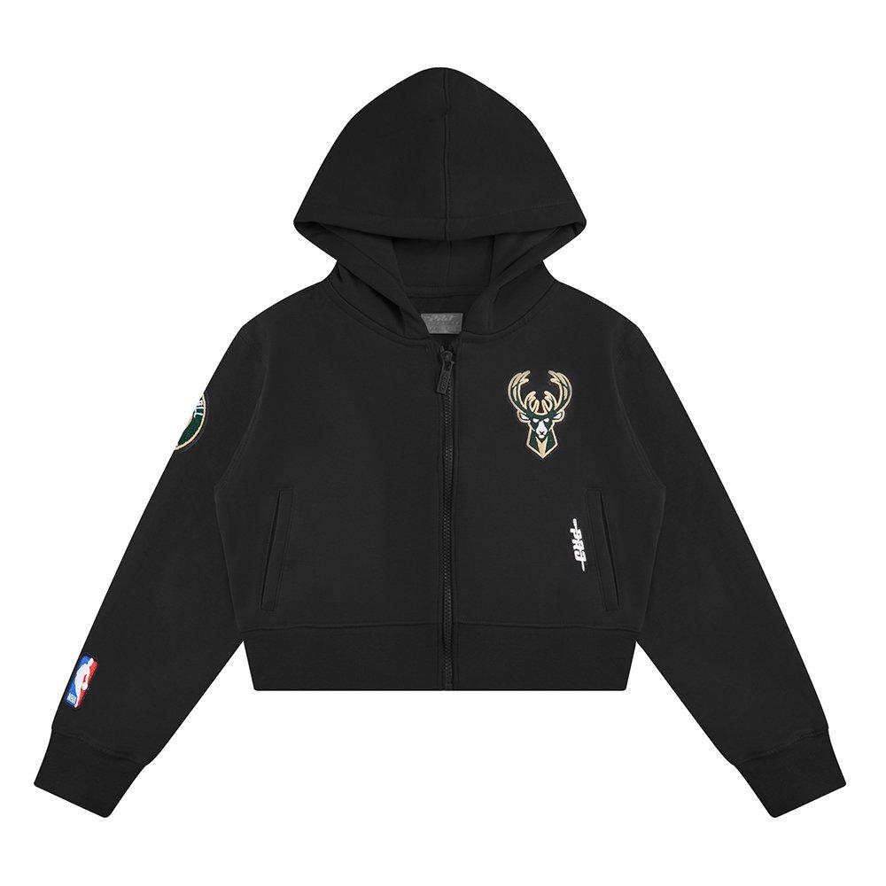 Pro Standard NBA Milwaukee Bucks Classic Big Girls'​ Fleece Pullover Hoodie - Black - BLACK Thumbnail View 1