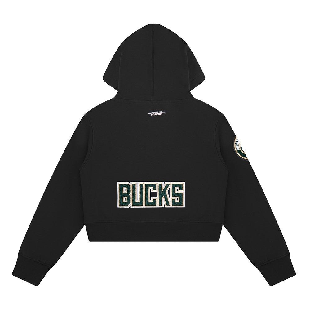 Pro Standard NBA Milwaukee Bucks Classic Big Girls'​ Fleece Pullover Hoodie - Black - BLACK Thumbnail View 2