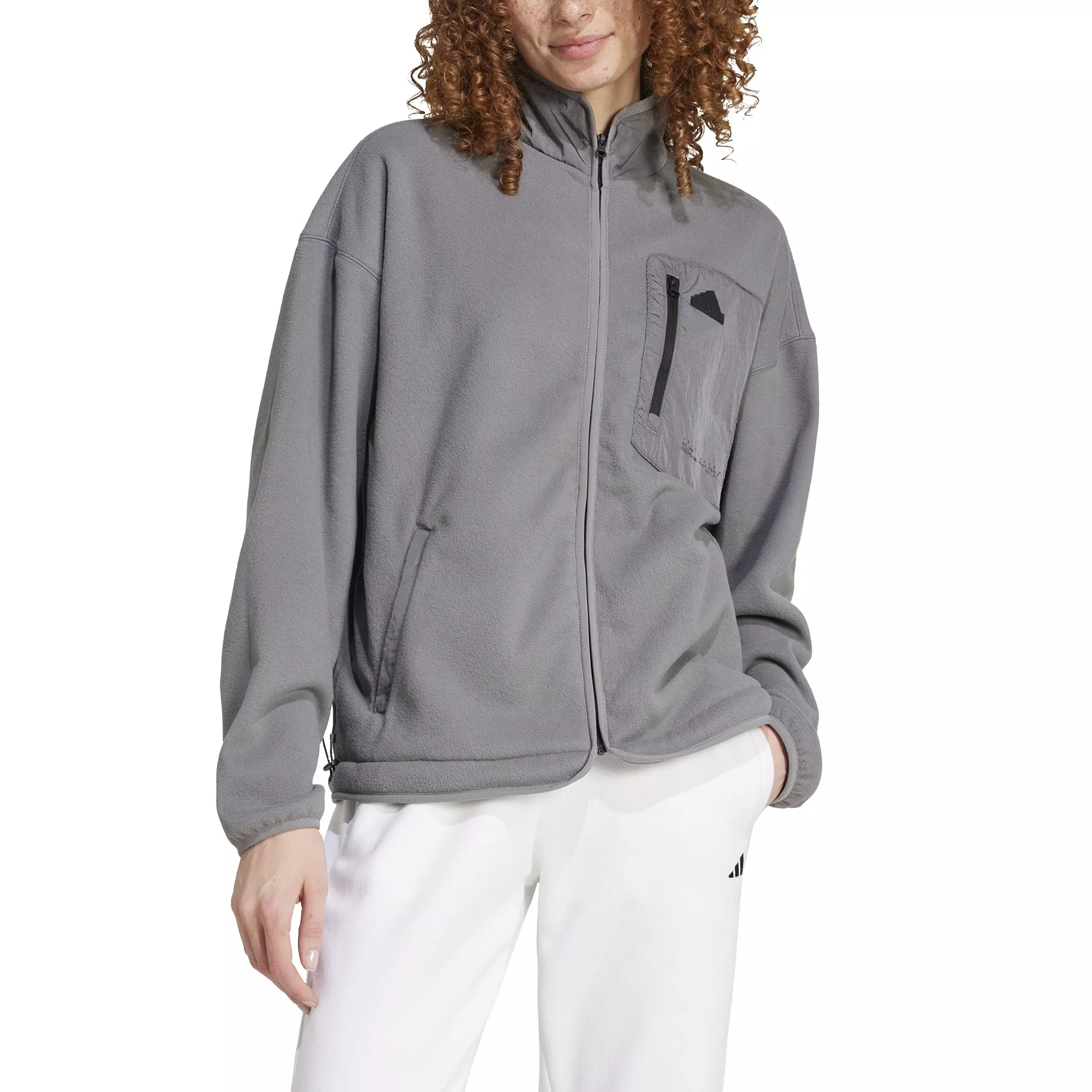 adidas Women's City Escape Polar Fleece Track Top-Grey - GREY