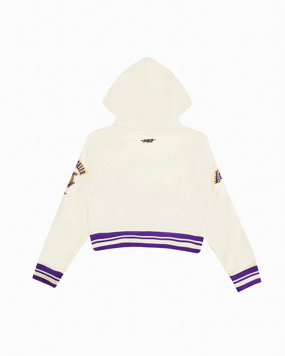 Pro Standard Big Girls' NBA Los Angeles Lakers Retro Rib Fleece Pull Over Hoodie - White/Purple - WHITE/PURPLE Thumbnail View 2