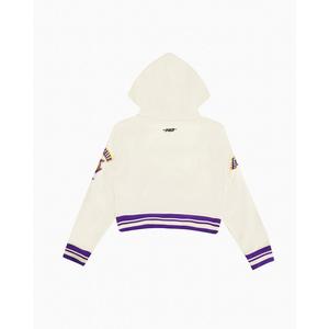 Pro Standard Big Girls' NBA Los Angeles Lakers Retro Classic Rib Fleece PO Hoodie -White/Purple
