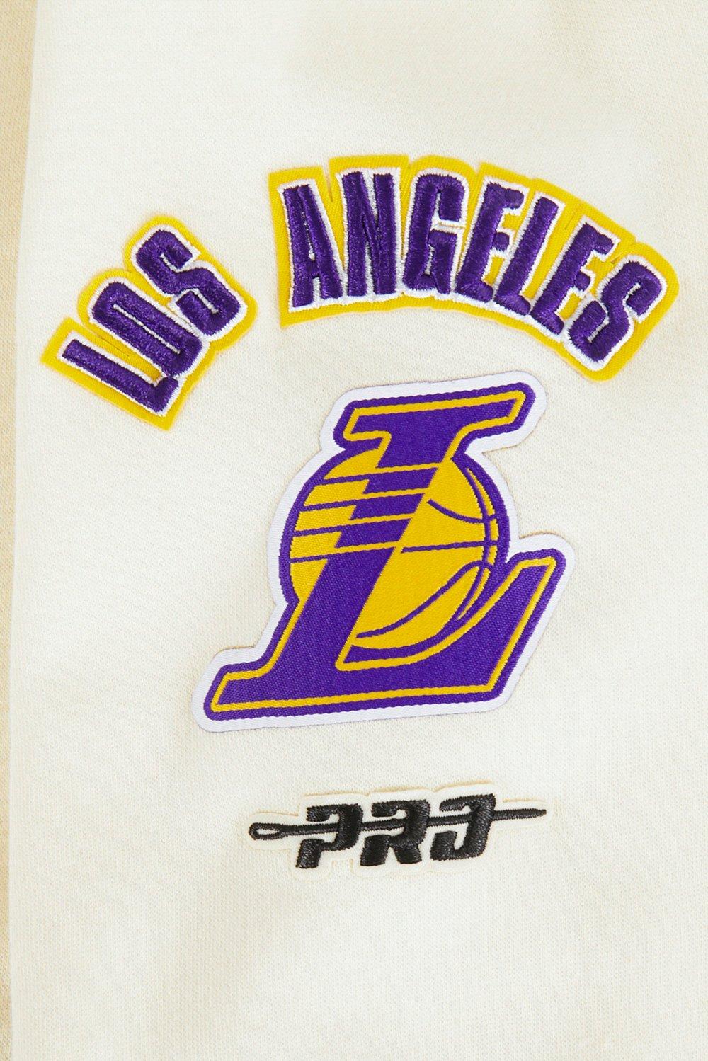Pro Standard Big Girls' NBA Los Angeles Lakers Retro Classic Rib Fleece PO Hoodie -White/Purple - WHITE/PURPLE Thumbnail View 4