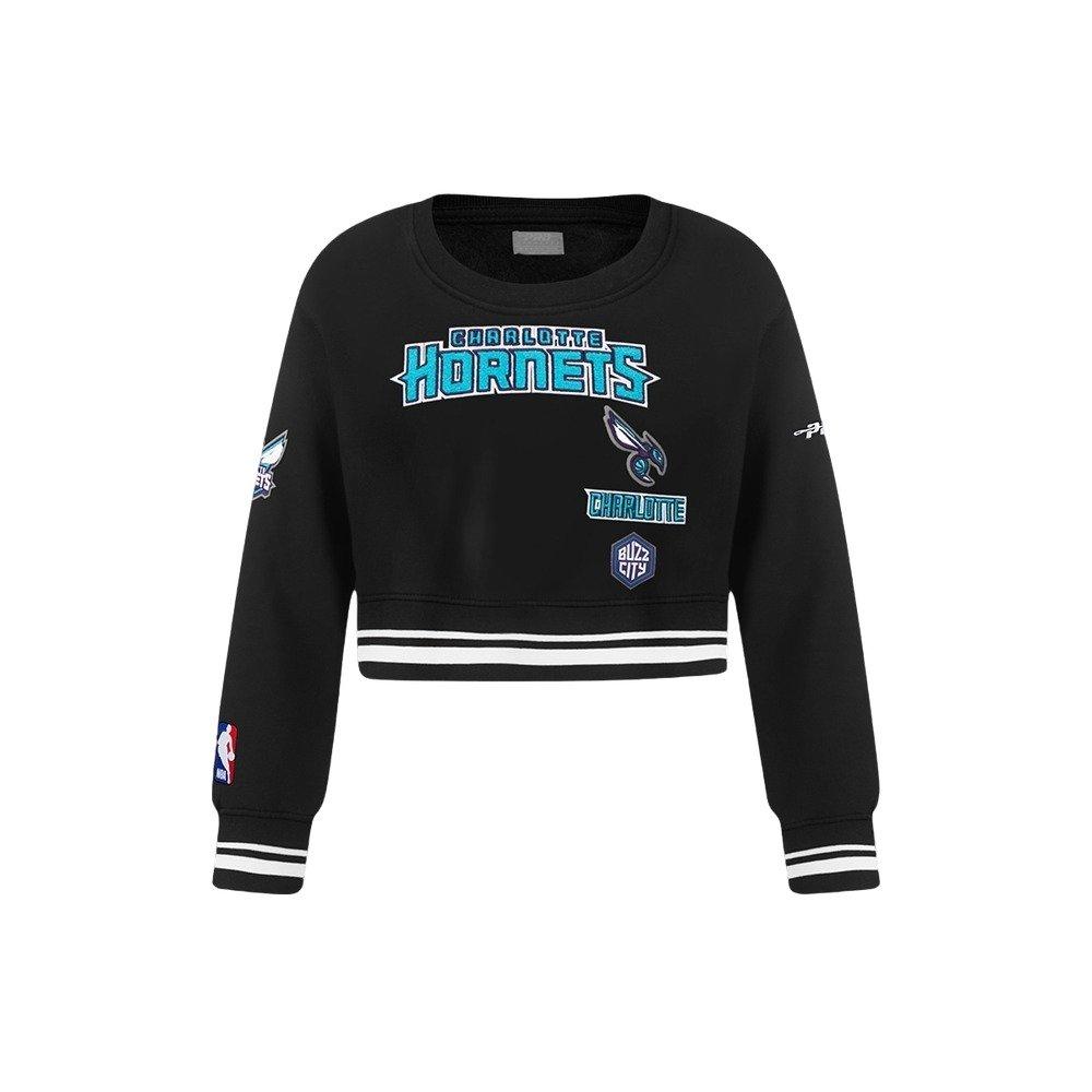 Pro Standard Little Girls' NBA Charlotte Hornets Retro Classic Rib Fleece Crewneck -Black - BLACK Thumbnail View 1