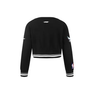 Pro Standard Little Girls' NBA Charlotte Hornets Retro Classic Rib Fleece Crewneck -Black