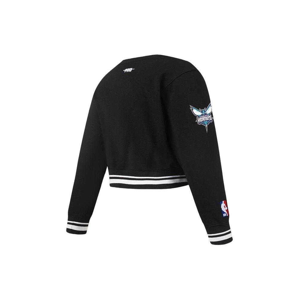 Pro Standard Little Girls' NBA Charlotte Hornets Retro Classic Rib Fleece Crewneck -Black - BLACK Thumbnail View 4